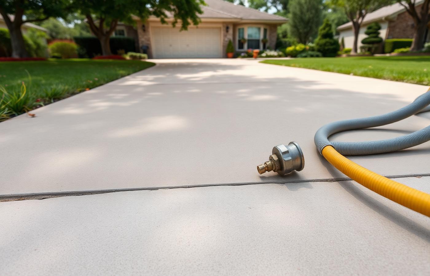 Concrete leveling work on a residential driveway in Central Texas